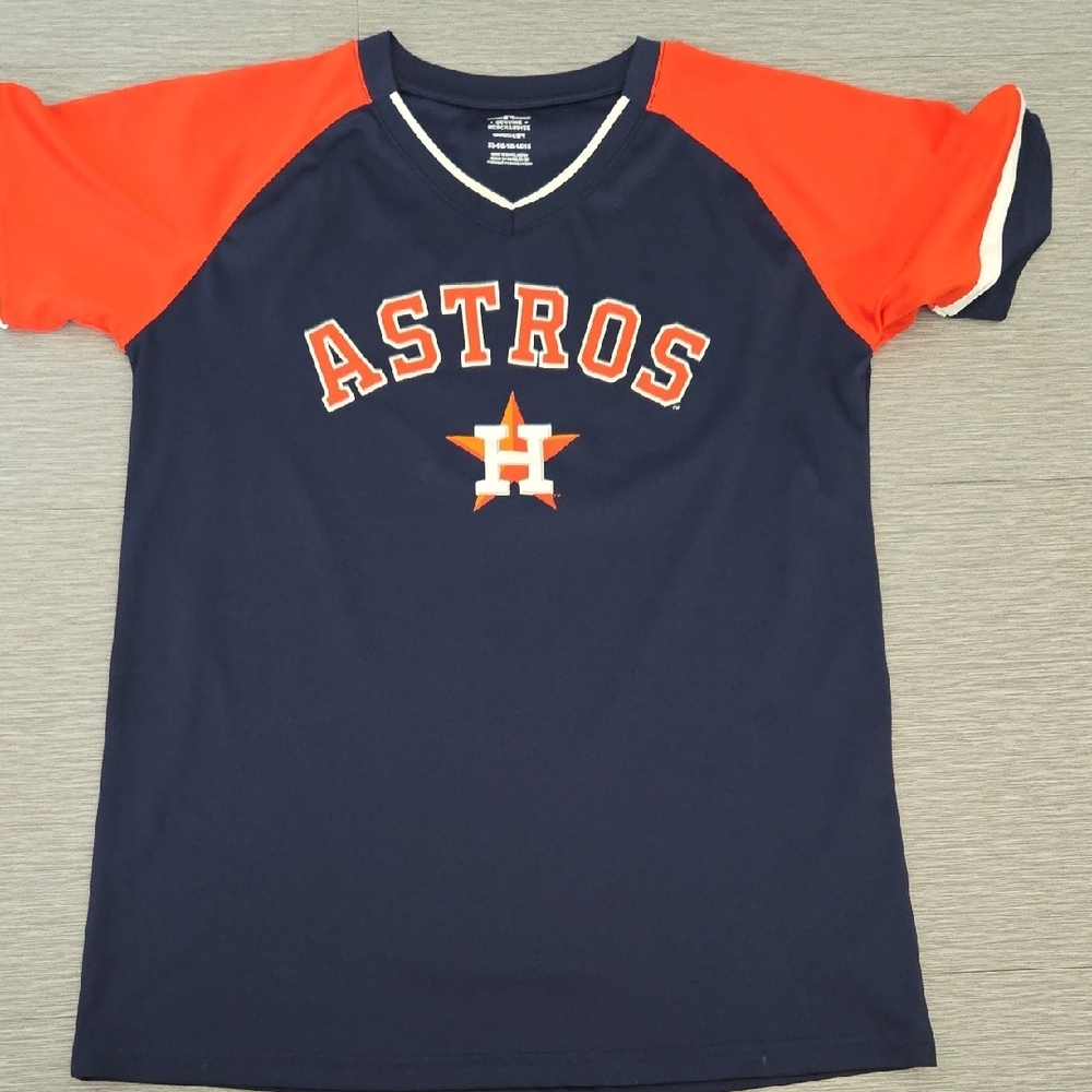 Astros Kids Navy and Orange Raglan Shirt